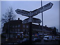 Fingerpost at London Road crossroads, North Cheam