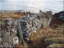 NC1633 : Dyke running into Loch Ardbhair  by Roger McLachlan