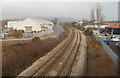 Neath : The view NNE along the South Wales main railway line adjacent to the A474