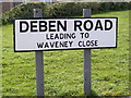 Deben Road sign