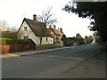 Thatched cottages along the A1101 in Hengrave