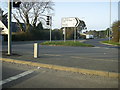 Traffic lights at the junction of the  A4076 and the A477