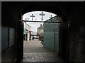 View towards Market Place through the Campanile Arch of St Nicholas