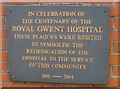 Centenary plaque 1901-2001, Royal Gwent Hospital, Newport