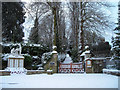 West Hallam War Memorial and gates to St Wilfred