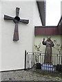 Cross and statue, Holy Rosary Church