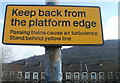 SS7494 : Keep back from the platform edge, Briton Ferry railway station by Jaggery