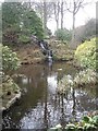 A waterfall in Johnston Gardens