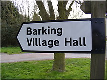 TM0652 : Barking Village Hall sign by Geographer