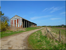 SU5434 : Barn and track, Itchen Abbas by Andrew Smith