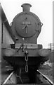 Front view of an ex-Great Central 0-8-0 at Barnsley Locomotive Depot