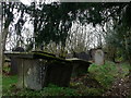 Dilapidated graveyard at Wern