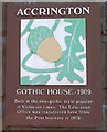 Plaque "The Gothic House" St James Street, Accrington