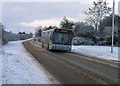 Number 19 bus from Oakham to Nottingham in the snow