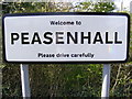 TM3568 : Peasenhall Village Name sign by Geographer