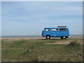 TR3658 : Blue VW Camper Van on the sea wall by David Anstiss