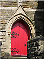 Red church door