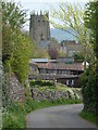 A corner of Moor Lane with view of Youlgreave church