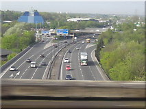 SJ8890 : M60 motorway from Stockport railway viaduct by Christopher Hilton