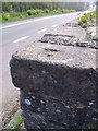 Rivet benchmark on old milk churn stand, Rh?s Lligwy