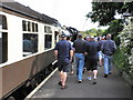 Football fans at Watchet station