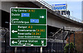J3474 : Redundant road sign, Belfast by Albert Bridge