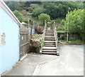 Steps to a footbridge, Colliery Street, Trehafod