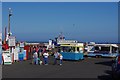NU2132 : Ticket booths and food vans at Seahouses Harbour by Phil Champion