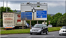 J3477 : Fortwilliam roundabout sign, Belfast by Albert Bridge