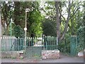 TQ4076 : Railings at the entrance to the footpath by Morden College by Mike Quinn