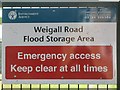 Sign for the Weigall Road Flood Storage Area