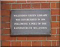 Plaque on Willesden Green Old Library