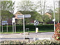 Collection of road signs at Tiverton