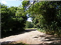 Footpath to Shrublands Farm & entrance to White House & Hill Top Farm