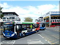 Two Stagecoach buses enter Cwmbran bus station