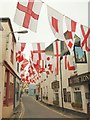 Flags in Lanadwell Street, Padstow