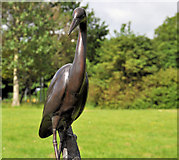 J3683 : Heron sculpture, Jordanstown by Albert Bridge