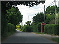 Road passes the phone box in Long Crichel