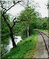 SJ9949 : River, canal and railway north of Consall Forge, Staffordshire by Roger  D Kidd