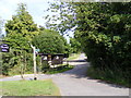 TM2660 : Entrance to Kettleburgh Village Hall & footpath to Borretts Farm Lane by Geographer