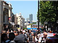 View of buildings around the Isle of Dogs from King William Walk