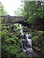 Bridge and waterfall near Smithills Hall, Bolton