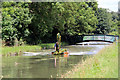 TL3707 : Dredging the New River, Broxbourne, Hertfordshire by Christine Matthews