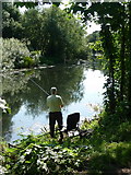 SZ1393 : Iford: angling on the Stour by Chris Downer