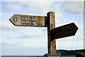 SX0351 : Southwest Coast Path signpost at Charlestown by Steve Daniels
