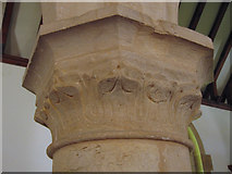 SE8983 : Carved capital in St Mary's, Ebberston by John S Turner