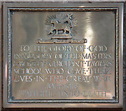 TQ3385 : St Barnabas, Shacklewell Row, Dalston - Memorial WWI by John Salmon