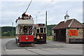 NZ2154 : Trams Pass at Beamish by Ashley Dace