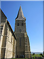 The tower and spire of All Saints