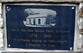 Plaque recording the site of the vestry for Capel Ty